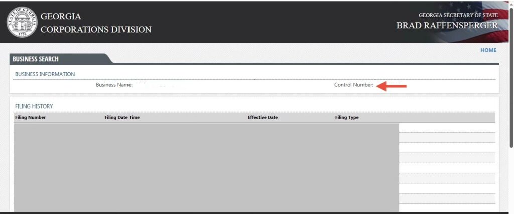 How to Locate a Company’s Control Number in filing history