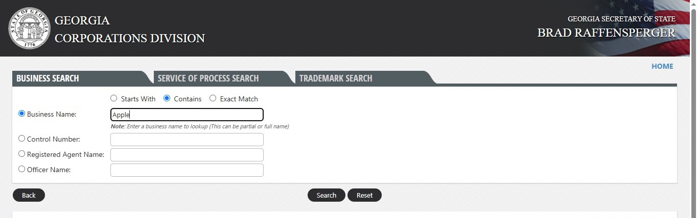 Step 2 Search for a Business