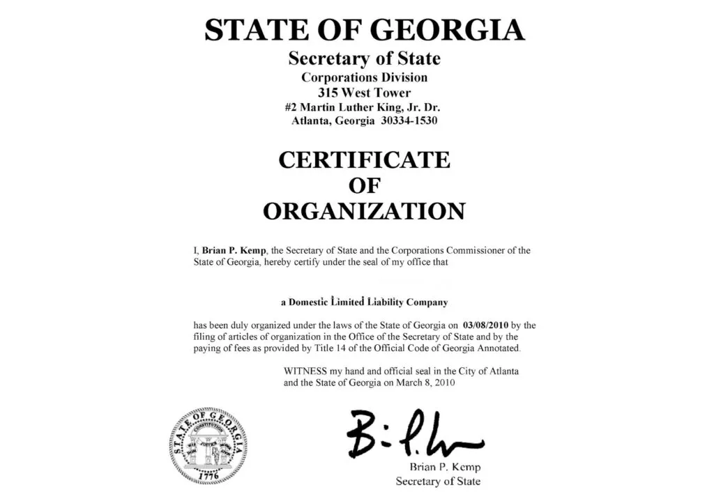 state of georgia certificate